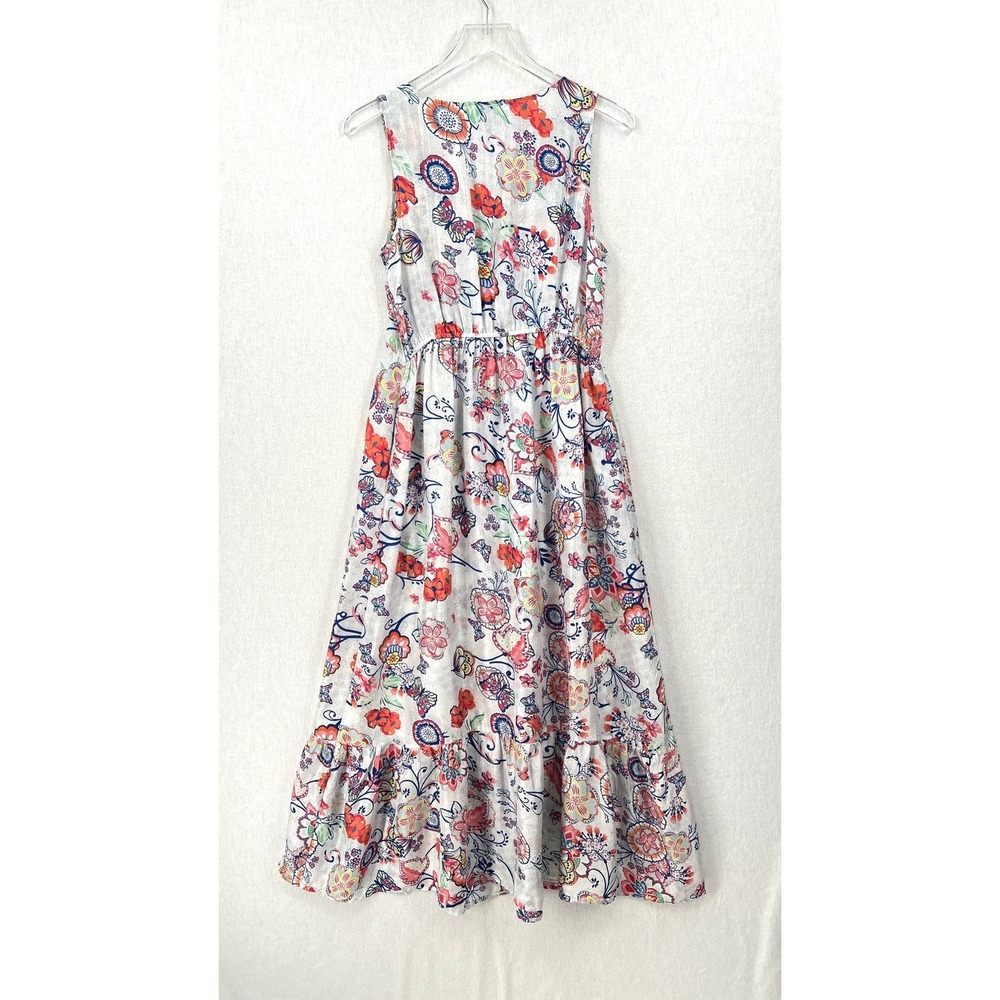 SUNDANCE Dress Womens Small Light Gray Multi Floral Print Silk Sleeveless Maxi - Picture 8 of 16